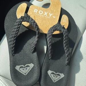 Roxy Charcoal Braided Flip Flops